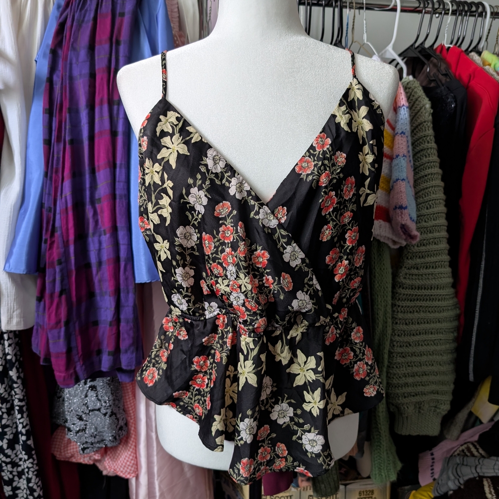 Guess Black and Red Floral Camisole